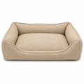 Lit rectangulaire beige à rebords pour chien 75x55 cm