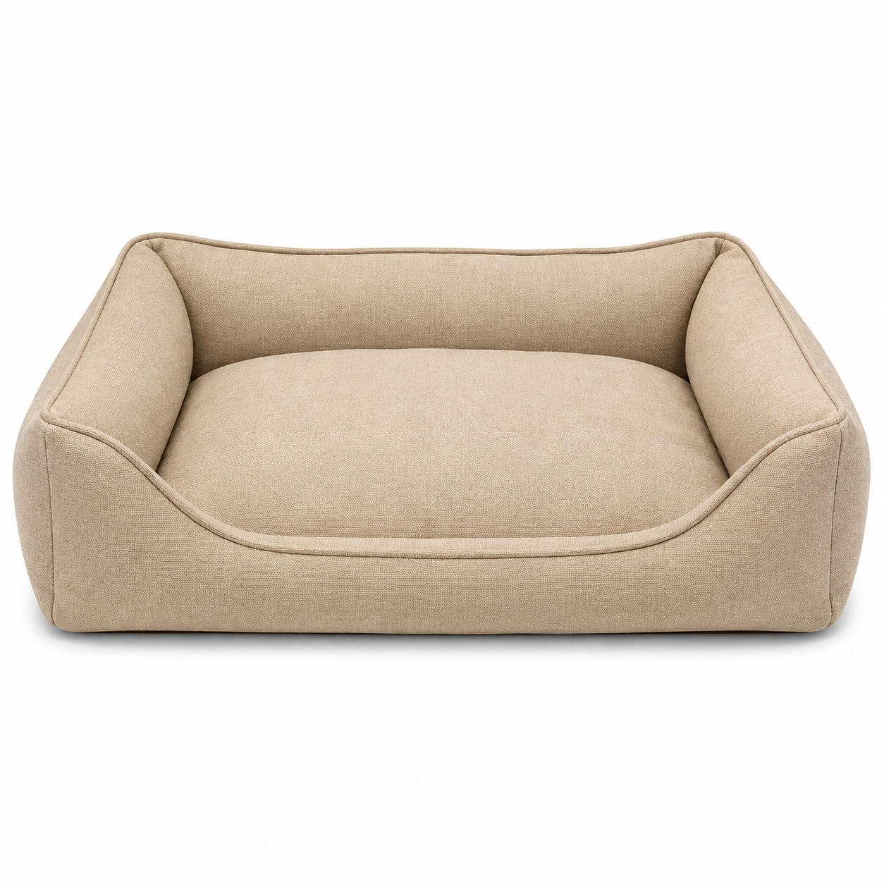 Lit rectangulaire beige à rebords pour chien 75x55 cm