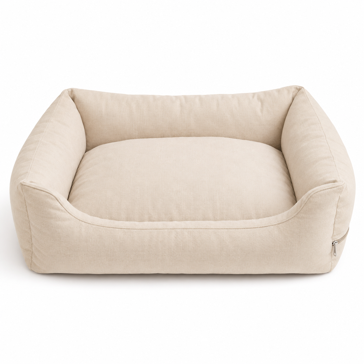 Lit à rebords crème déhoussable pour chien 90x65 cm