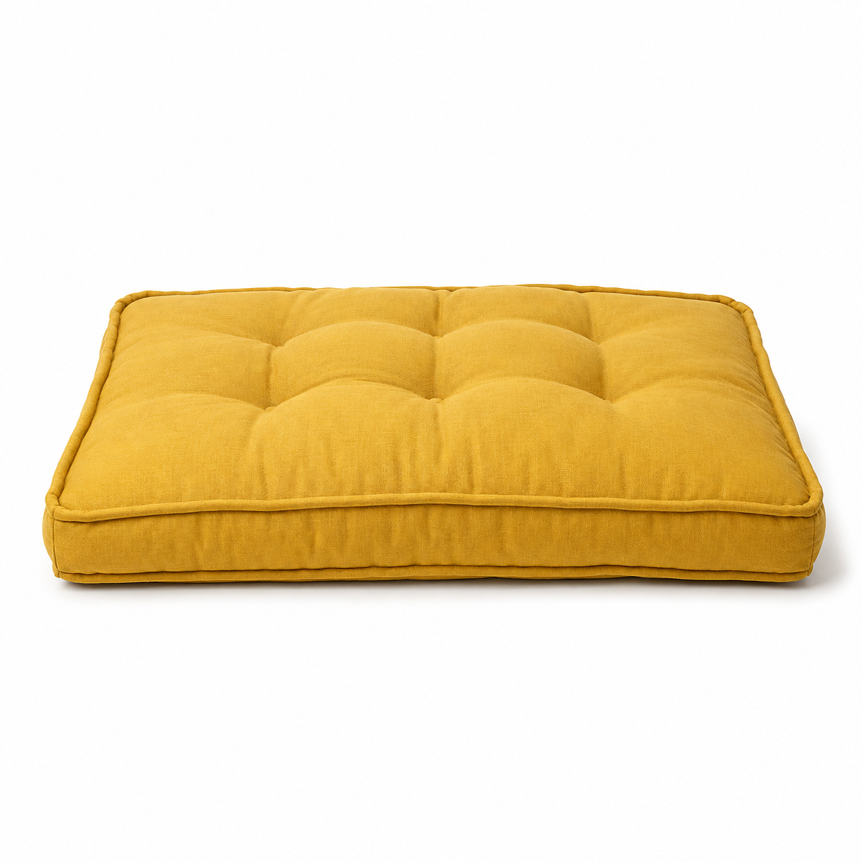 Coussin épais jaune moutarde pour chien 100x70 cm