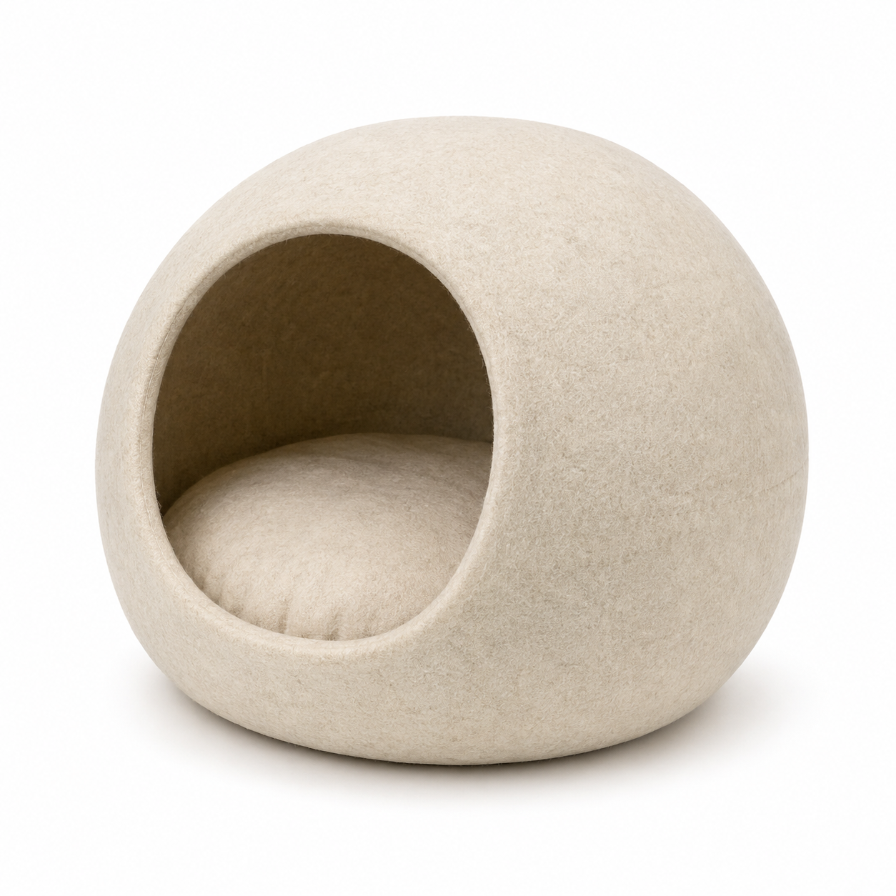 Niche cocon crème en feutre souple pour chat 40x40x38 cm