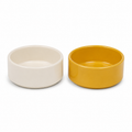 Double gamelle crème et moutarde en céramique 2x400 ml