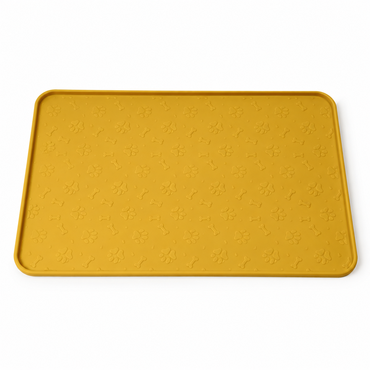Tapis de gamelles jaune moutarde en silicone 60x40 cm