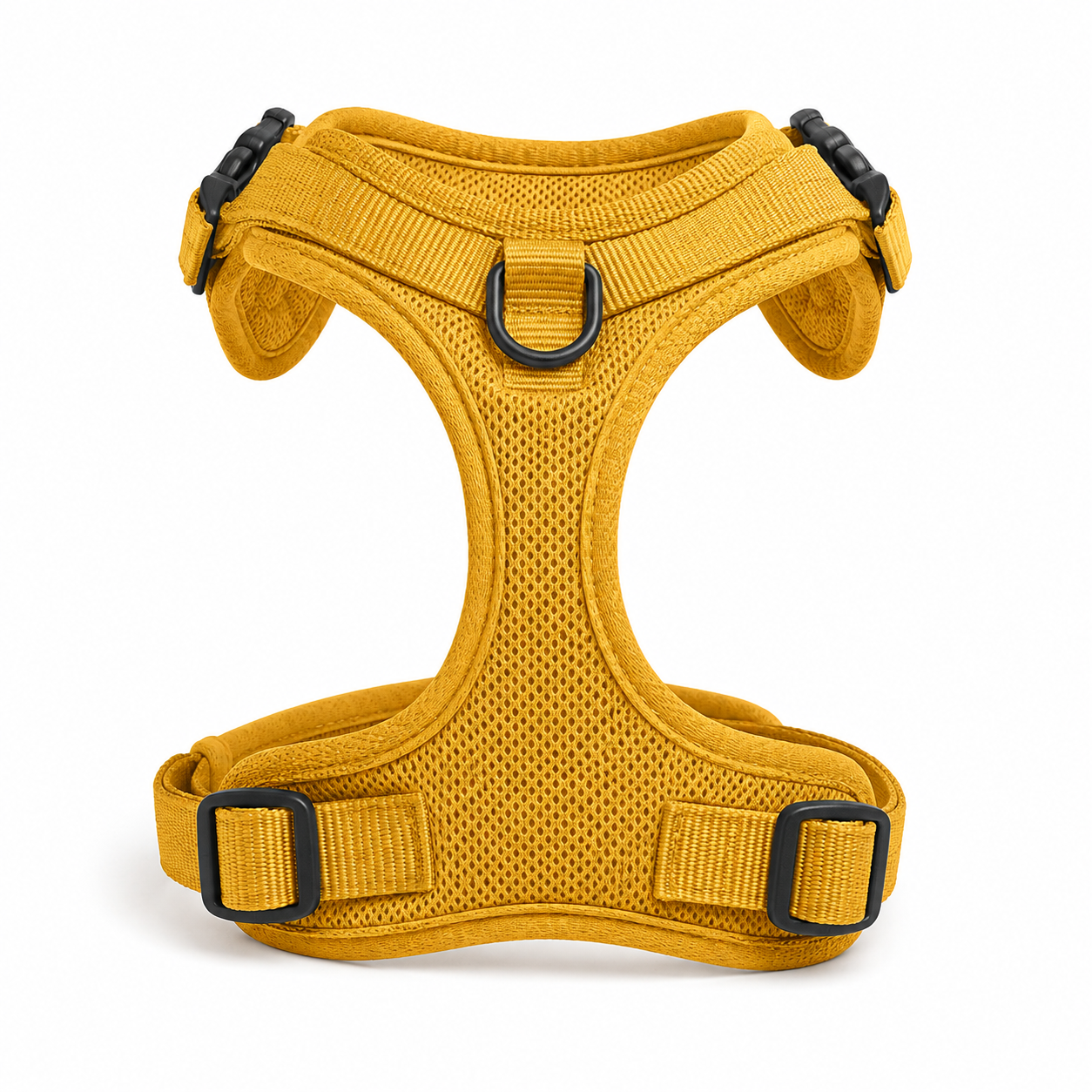 Harnais léger jaune moutarde pour chien taille S 38-50 cm