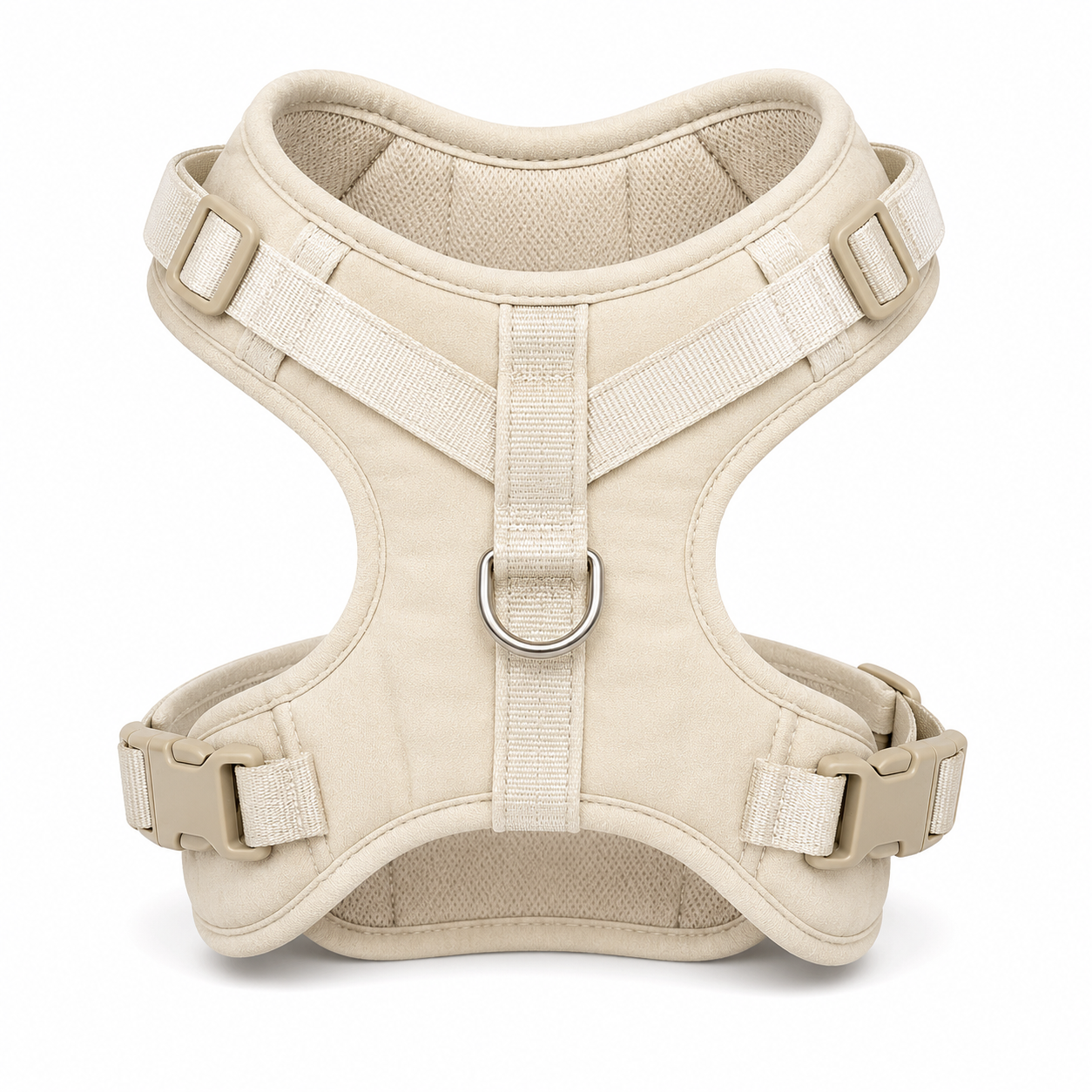Harnais rembourré crème pour chien taille L tour de poitrail 66-82 cm