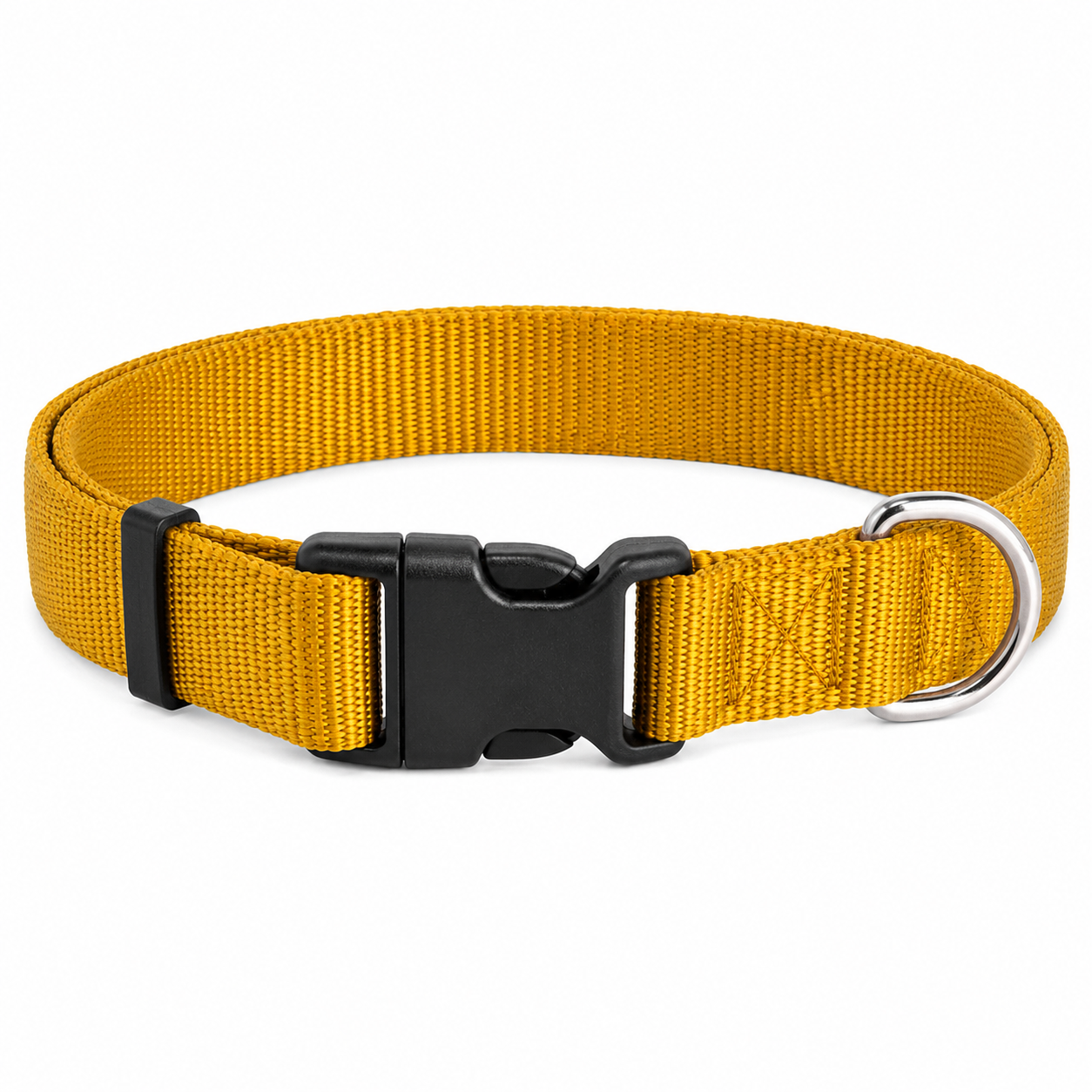 Collier jaune moutarde pour chien taille L 45-65 cm largeur 25 mm