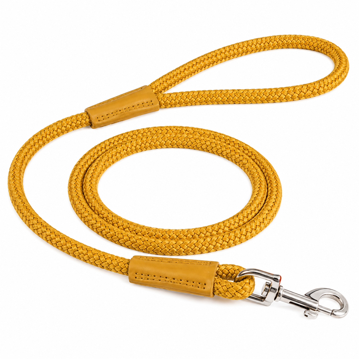 Laisse corde jaune moutarde pour chien 1,8 m diamètre 10 mm