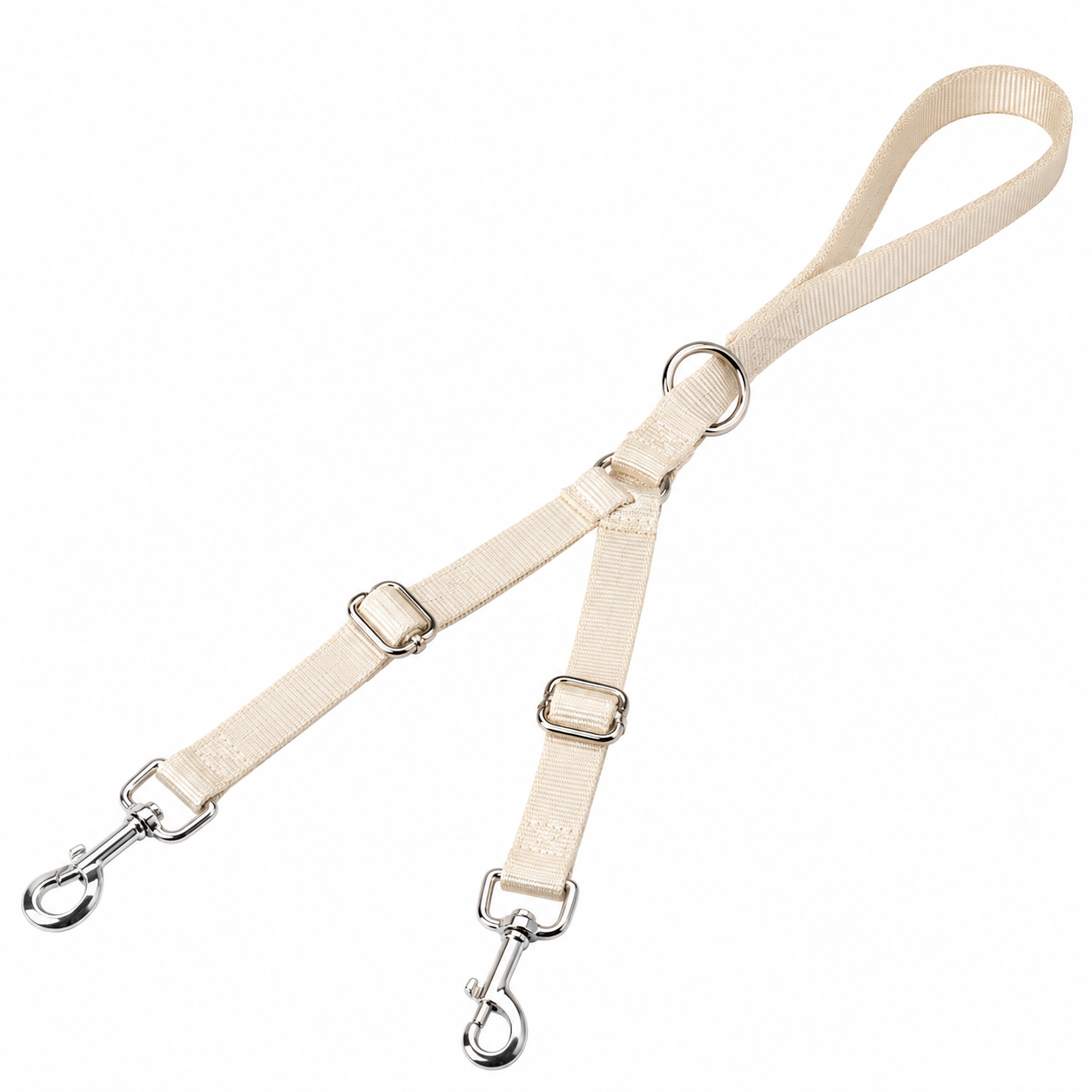 Laisse double crème pour deux petits chiens 1,4 m