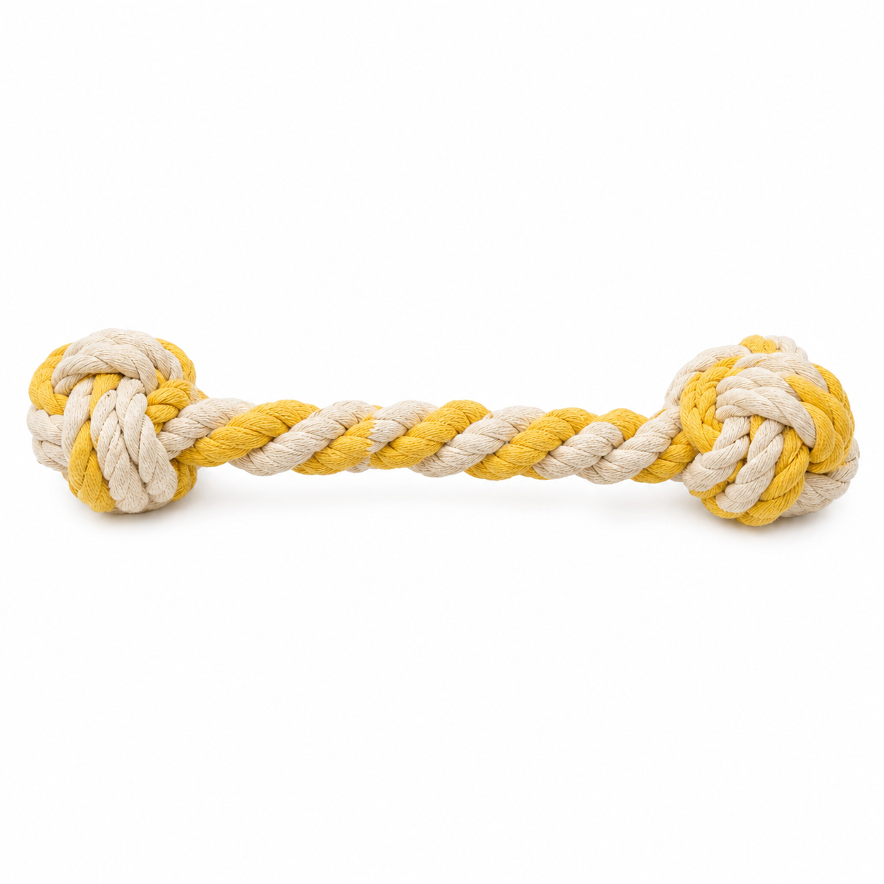 Corde à nœuds crème et jaune pour chien 35 cm