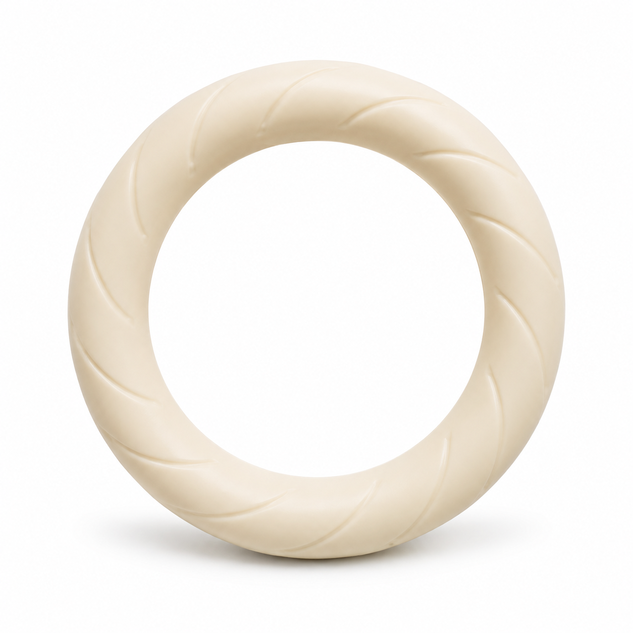 Anneau de jeu crème en caoutchouc souple pour chien 12 cm