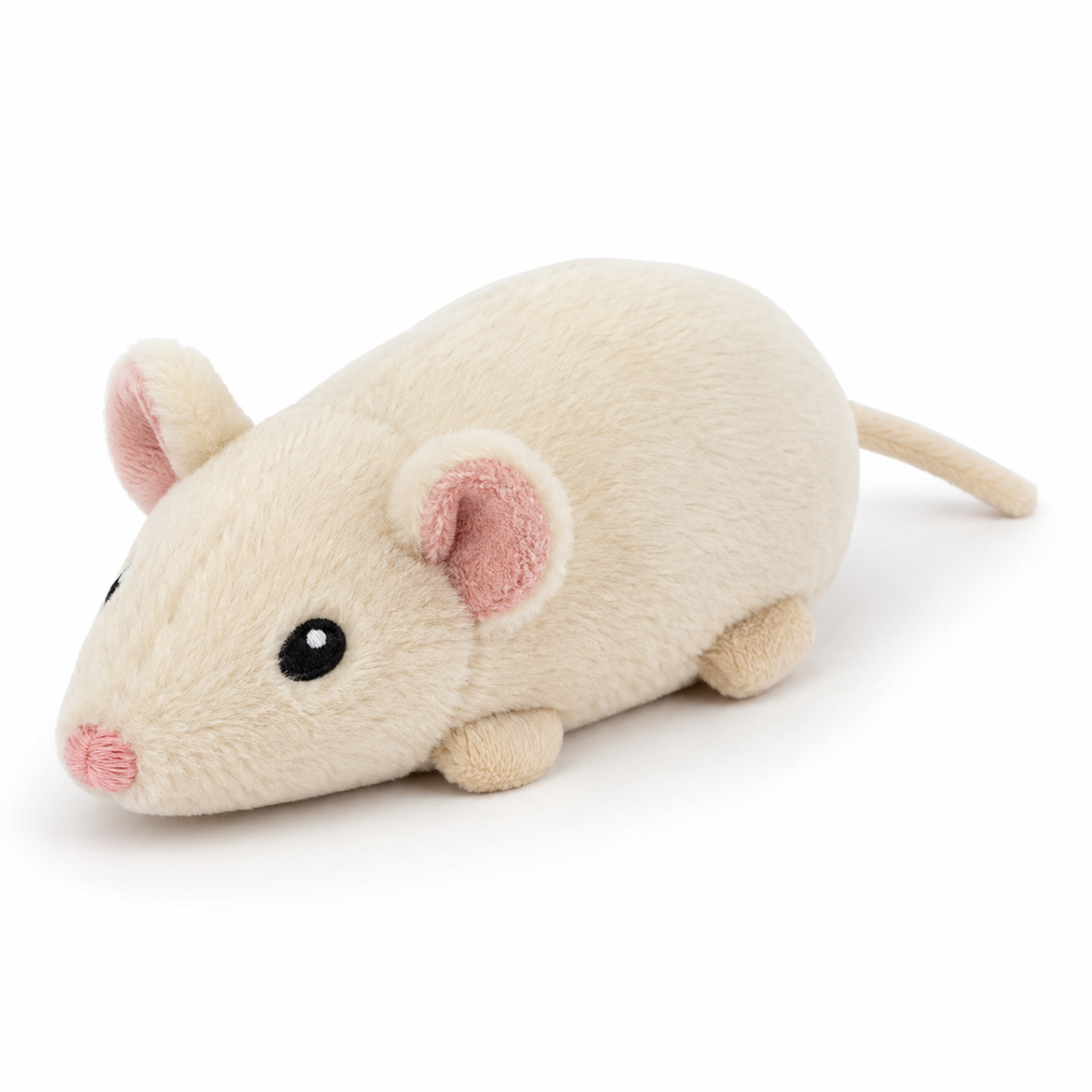 Souris en peluche crème pour chat 15 cm