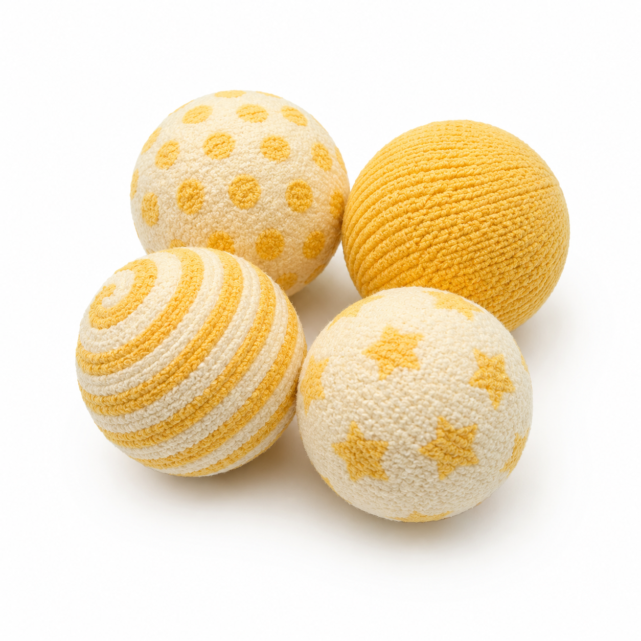 Lot de 4 balles légères crème et jaune pour chat 4 cm