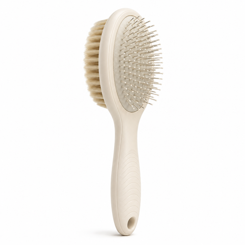 Brosse double crème pour chien et chat 21 cm