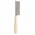 Peigne inox à dents fines crème pour chien et chat 19 cm