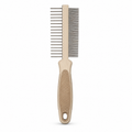 Peigne double denture beige pour chien et chat 18 cm
