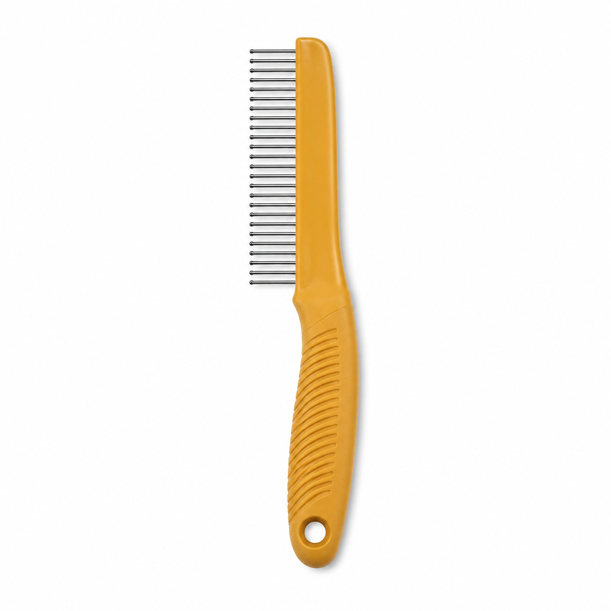 Peigne démêlant à dents arrondies jaune moutarde 17 cm